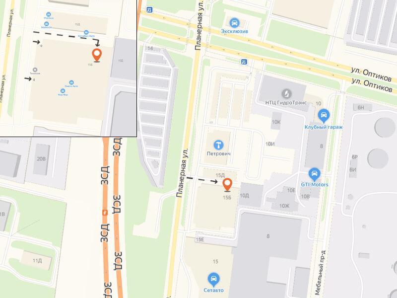 Схема подъезда к StoVesta Планерная